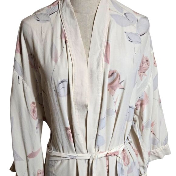 Halston Vintage Silk Floral Print Maxi Robe - Picture 2 of 10